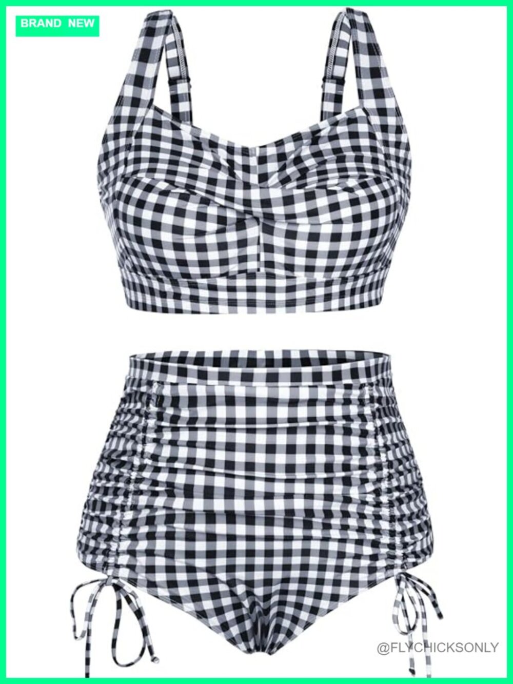 Plus Size Twist Front Bikini Set with High Waisted Ruched Bottom